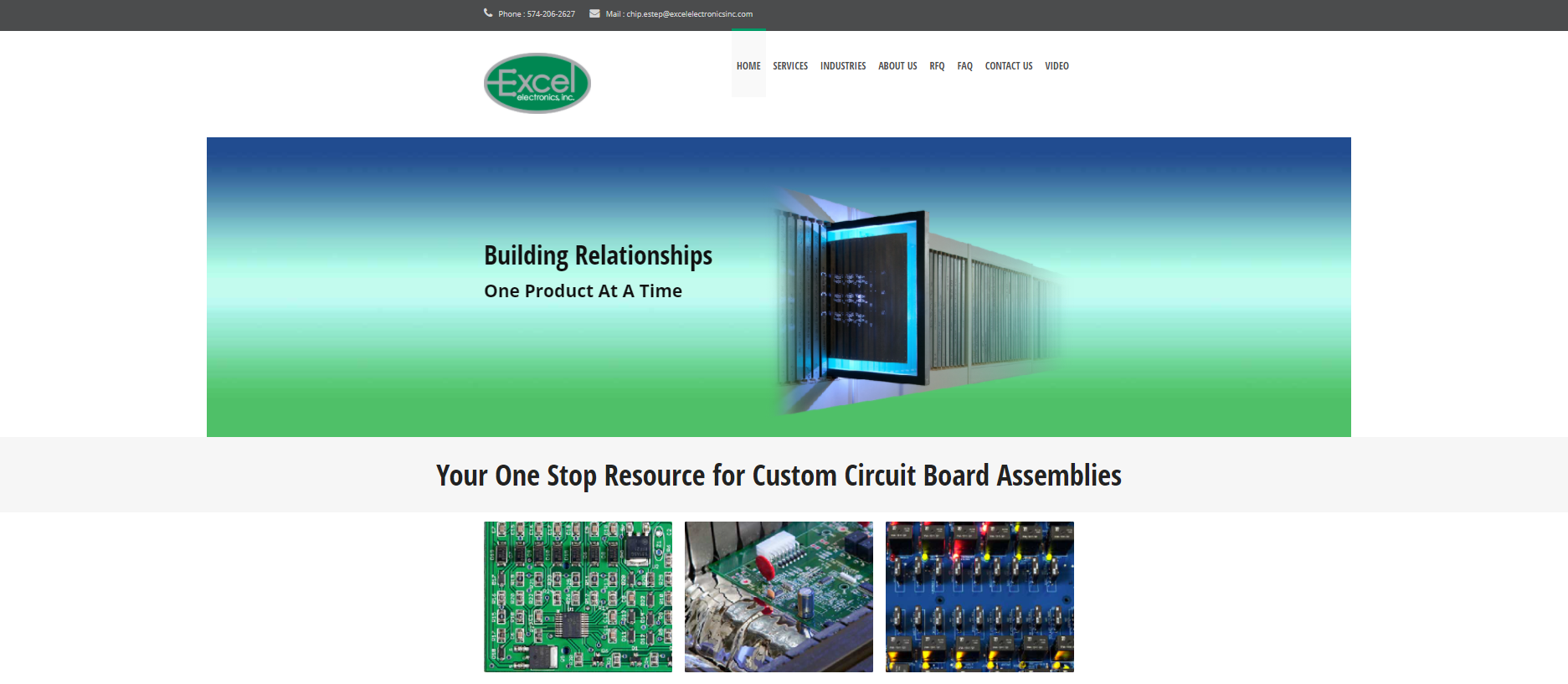 Excell Electronics Webpage screenshot