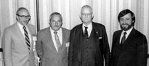 Left to right: Bernie Kessler, Herb Pollack, Dr. Deming, and Jim DiNitto, who as Program Chairman, had made the arrangement for Dr. Deming to address our members.