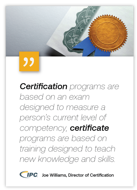 Certifcation programs are based on an exam designed to measure a level of competency.